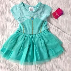 knit disney princess dress Disney Princess Ariel Cosplay Bodysuit With Skirt Overlay & Headband Outfit Set Newborn to Infant